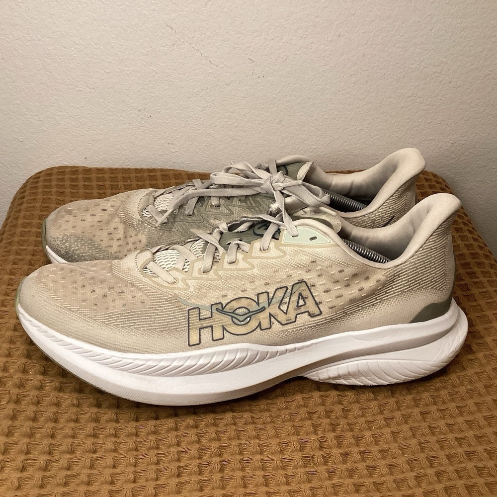 Hoka One One Mens Mach 6 Mens Sz 14D Gray White Running Shoes Sneakers